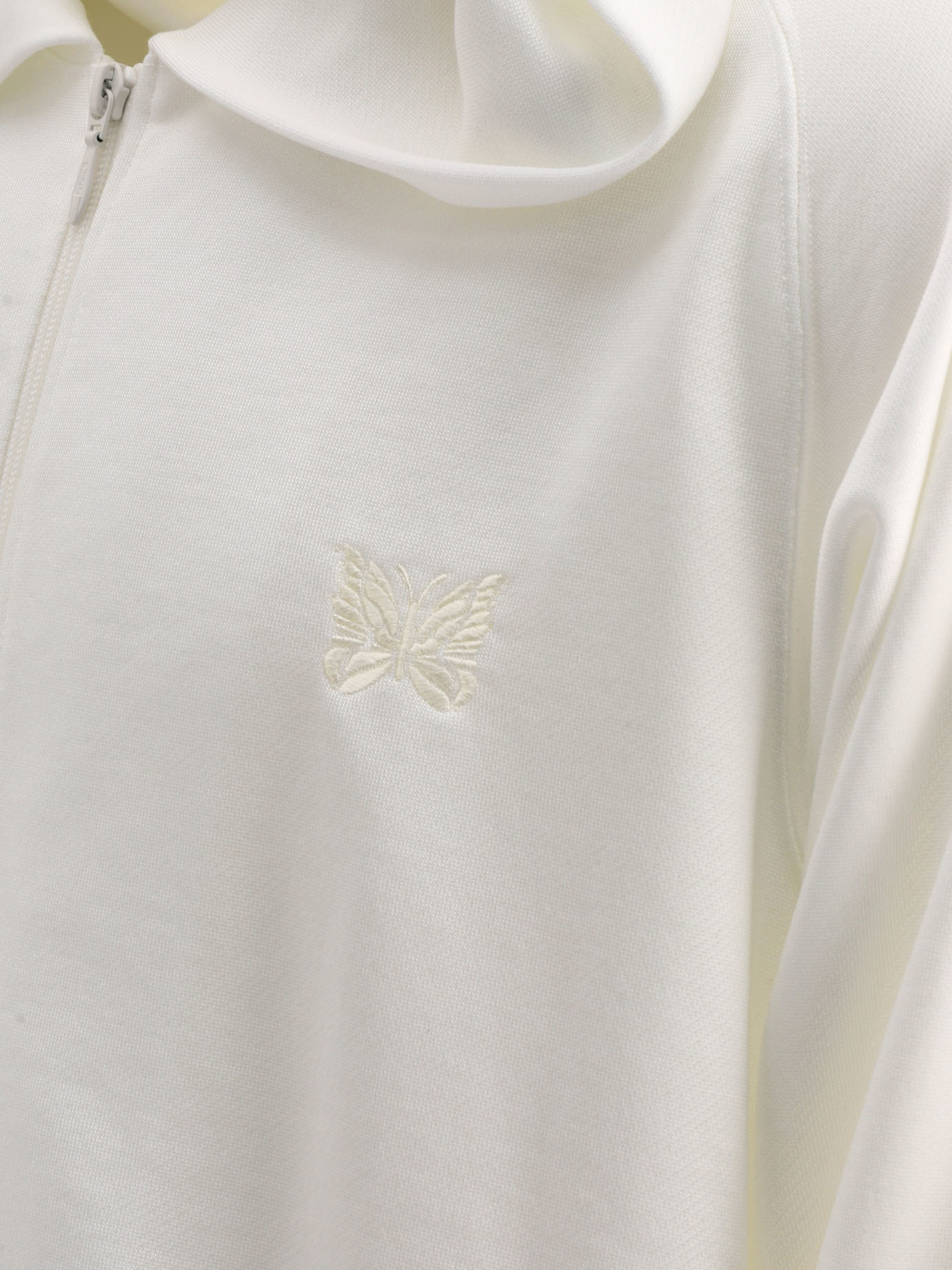 NEEDLES White Embroidered zippered sweatshirt